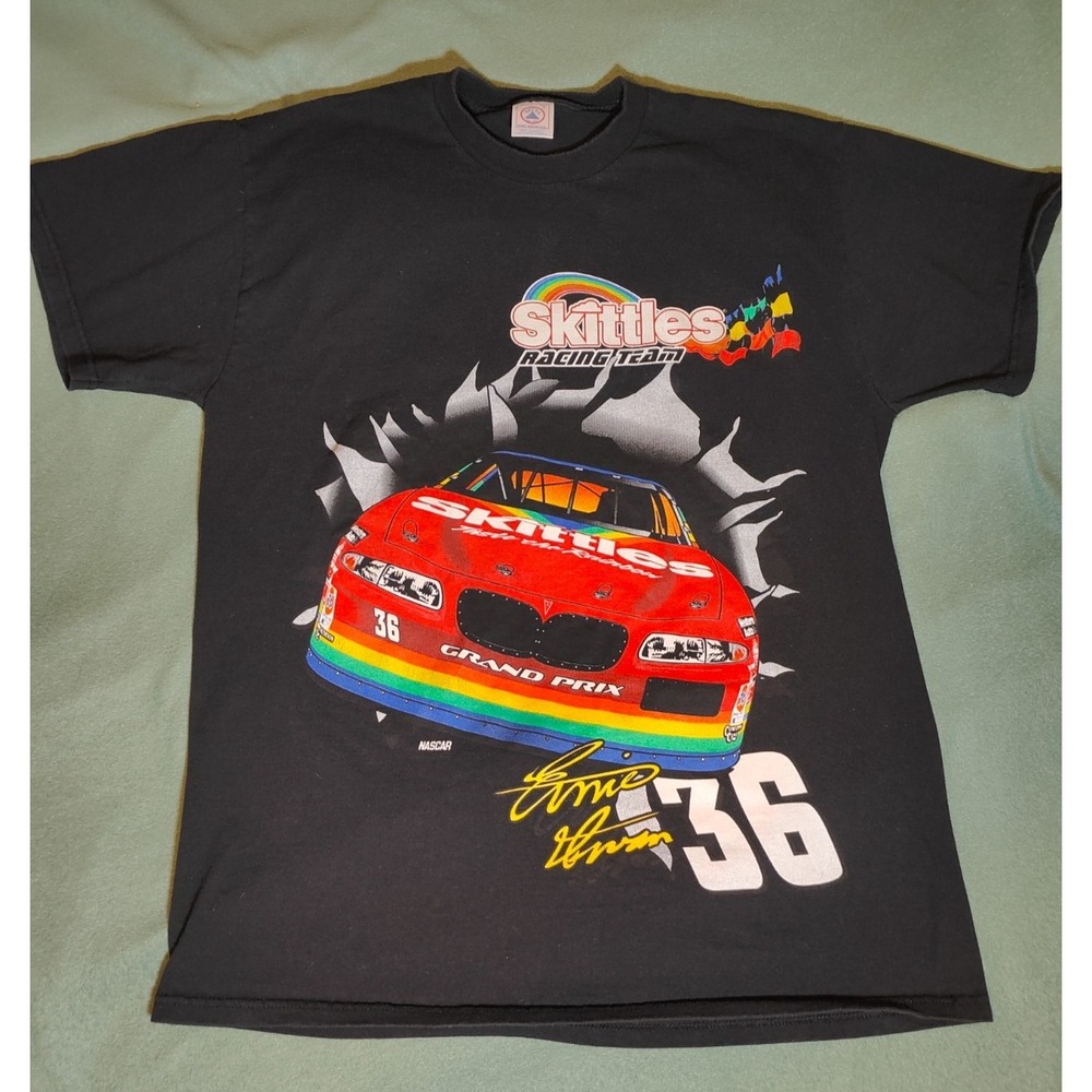 1997 Skittles Racing Team Ernie Irvan #36 NASCAR T Shirt Men's Large